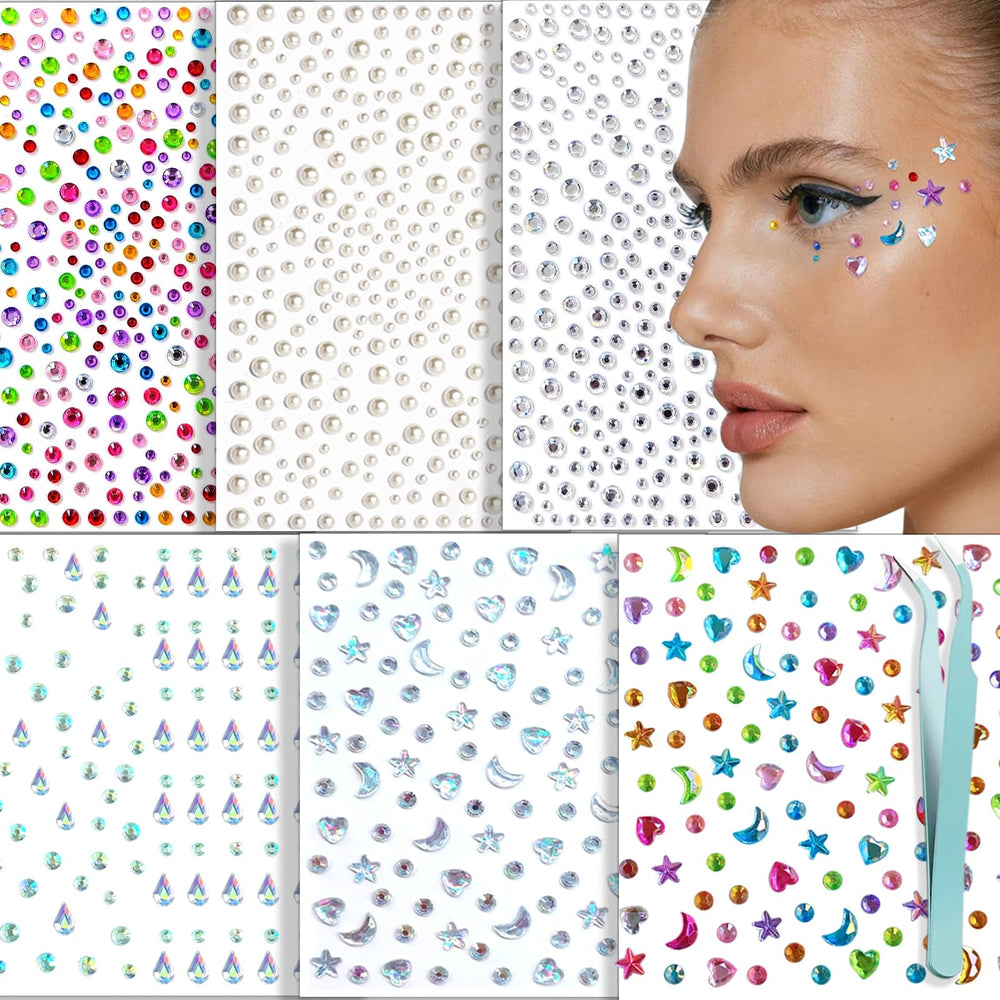 Piedras faciales autoadhesivas de NOOEPC para looks brillantes en festivales.