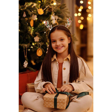 Diadema Noonhorse Reno Navidad dorada con ajuste elástico cómodo