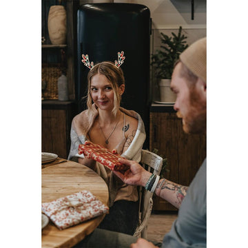 Diadema Noonhorse Reno Navidad dorada brillo metálico suave