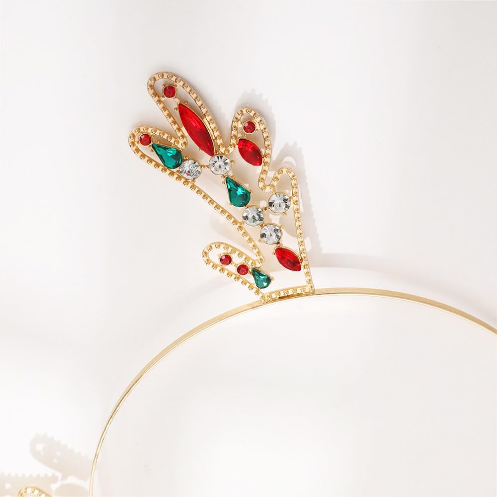 Diadema Noonhorse Reno Navidad dorada detalle cuernos brillantes