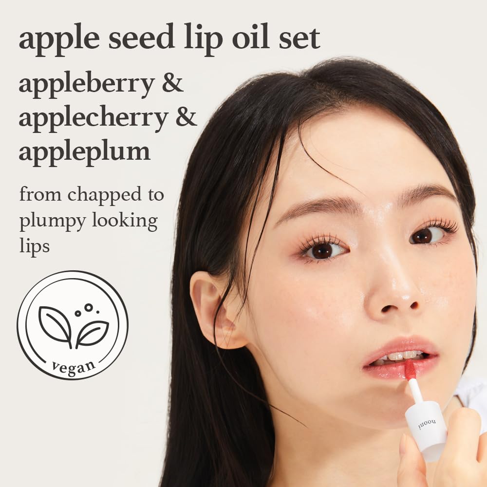 NOONI Aceite labial con semillas de manzana hidrata y deja brillo natural.