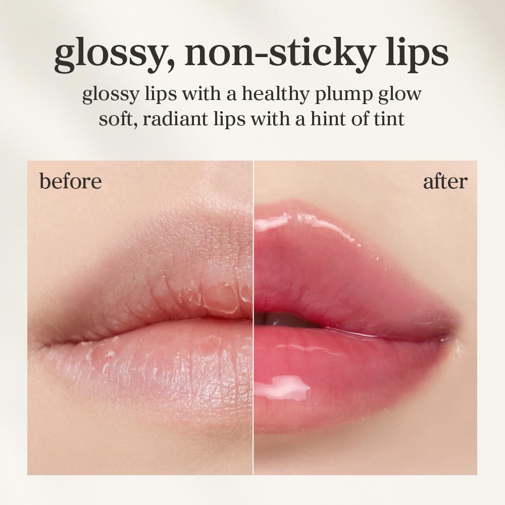 NOONI Appleplum Lip Oil muestra tono sutil para realzar color natural de labios.