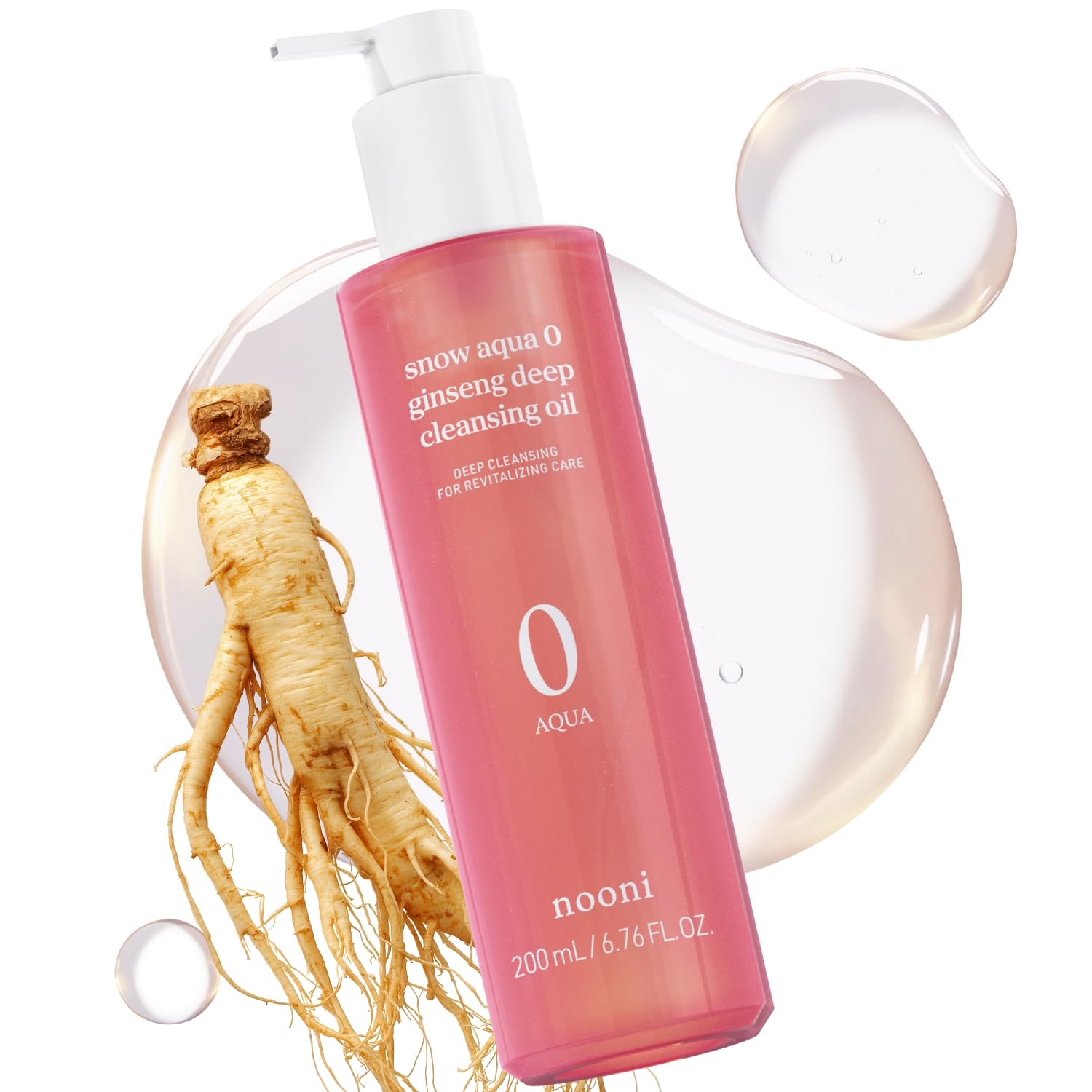 NOONI Snow Aqua 0 Ginseng aceites limpiador profundo, empaque para inicio de rutina de cuidado