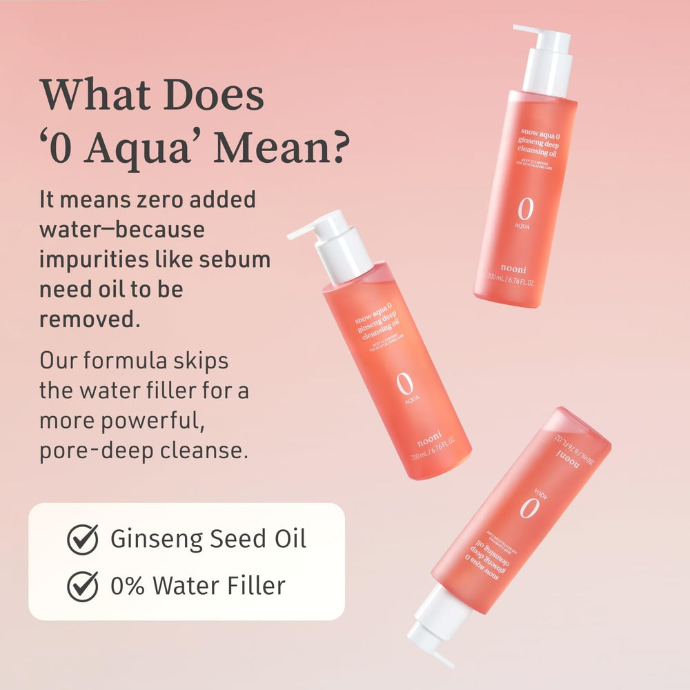 NOONI Snow Aqua 0 Ginseng, controla sebo para un acabado más limpio.