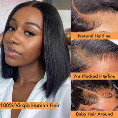 Nopxam peluca bob frontal con encaje 13x4 para raya natural.