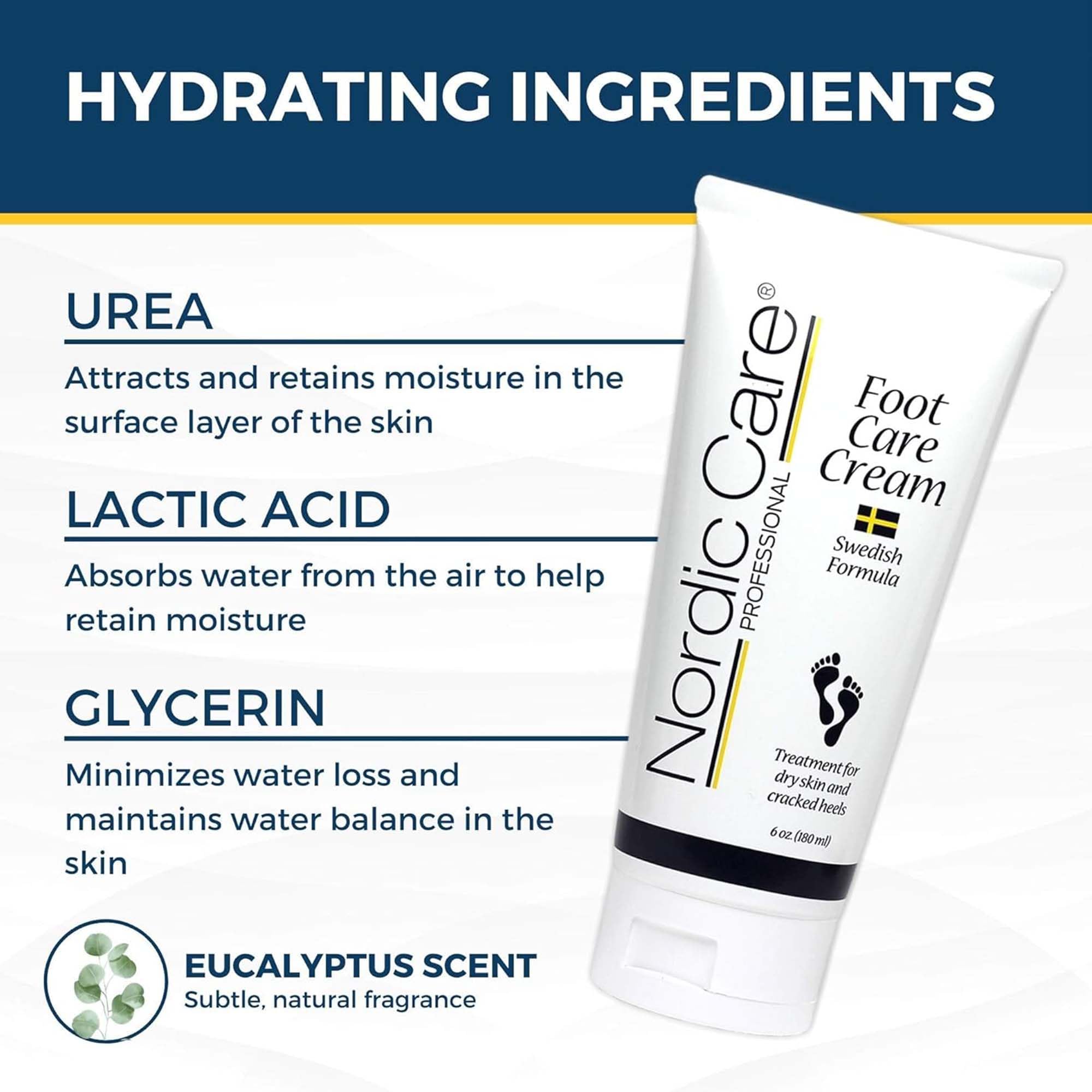 Nordic Care crema para pies, ingredientes clave como urea y aceites esenciales