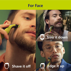Norelco OneBlade 360: recorte de borde preciso con peine flexible.