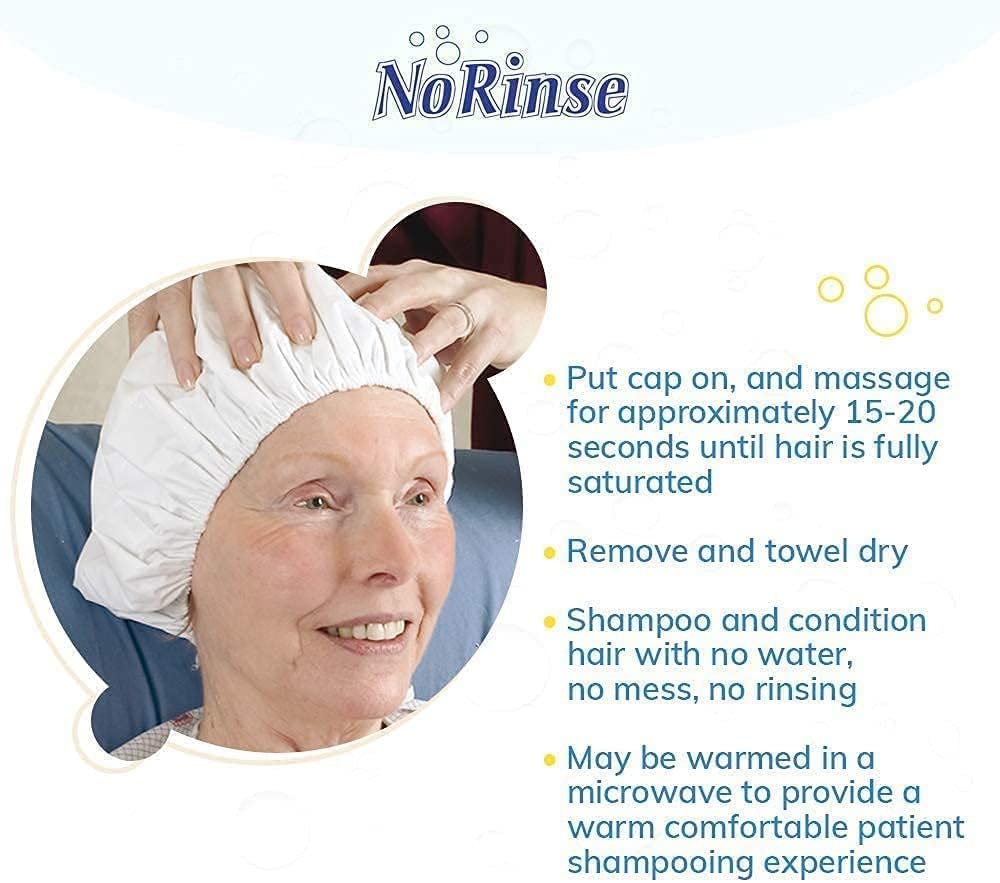 No-Rinse Cap para entorno hospitalario, lavado sin agua seguro.