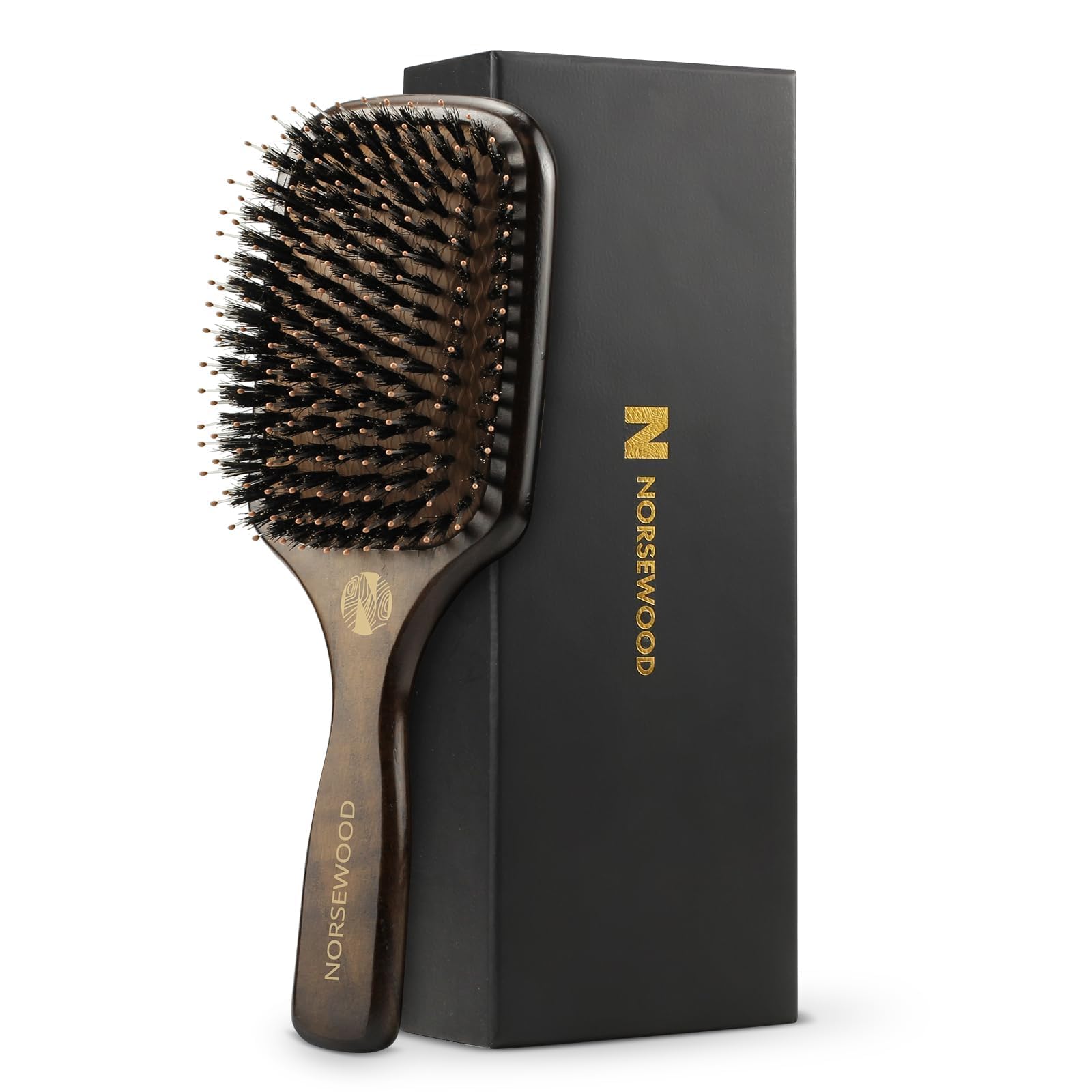 Norsewood cepillo de cerdas de jabalí - desenredo suave para cabello brillante