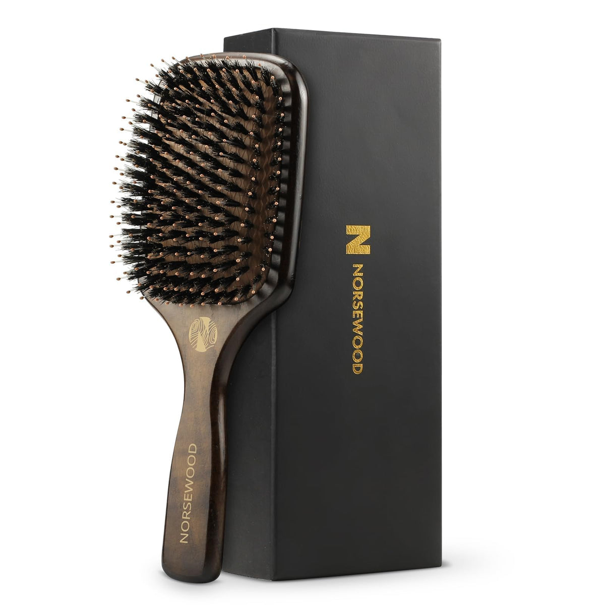 Norsewood cepillo de cerdas de jabalí - desenredo suave para cabello brillante