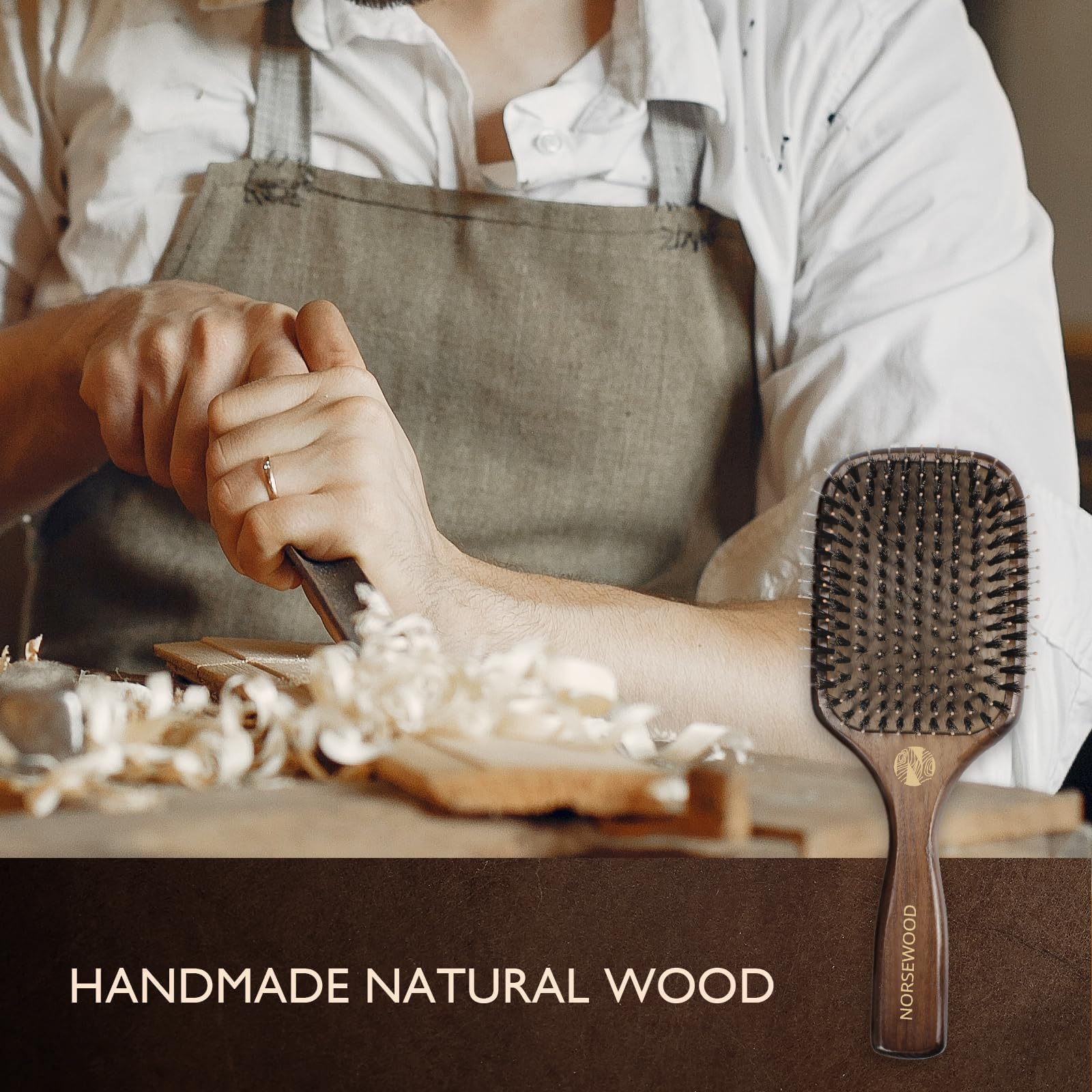 Norsewood cepillo con mango ergonómico - peinado cómodo y estable