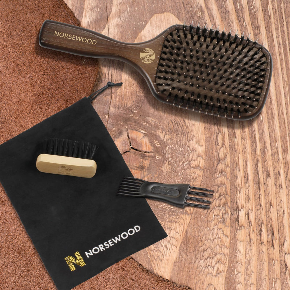 Norsewood cepillo con mini-rake incluido - mantenimiento sencillo de las cerdas