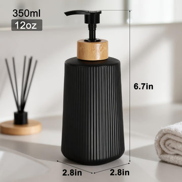 Dispensador Nortsa Miira con tapa de bambú, aspecto sofisticado y duradero
