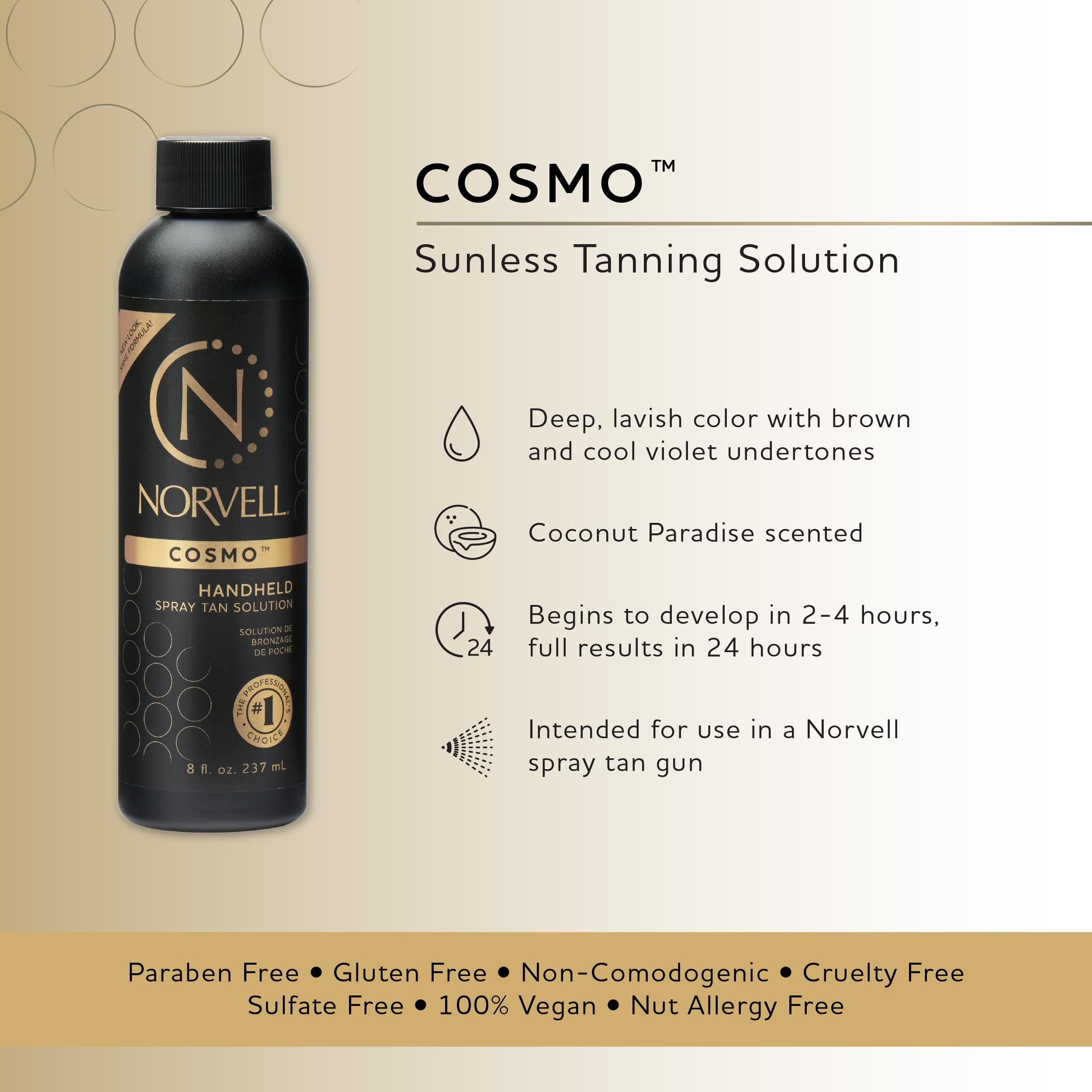Norvell Cosmo: aplicación del bronceador en la mano para un acabado suave.