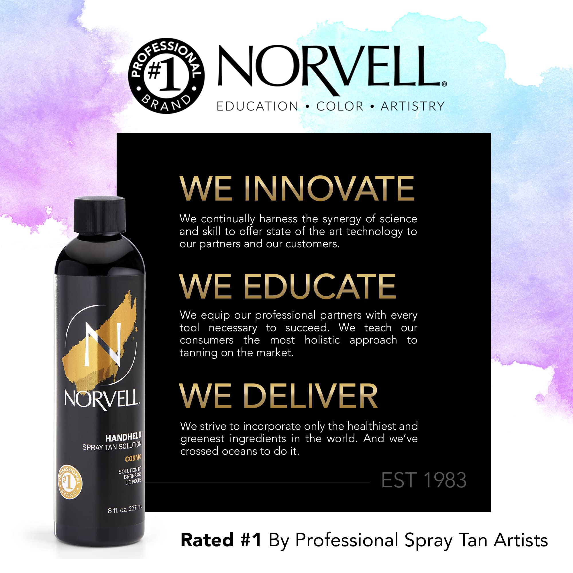 Norvell Cosmo: envase compacto listo para salón o casa.