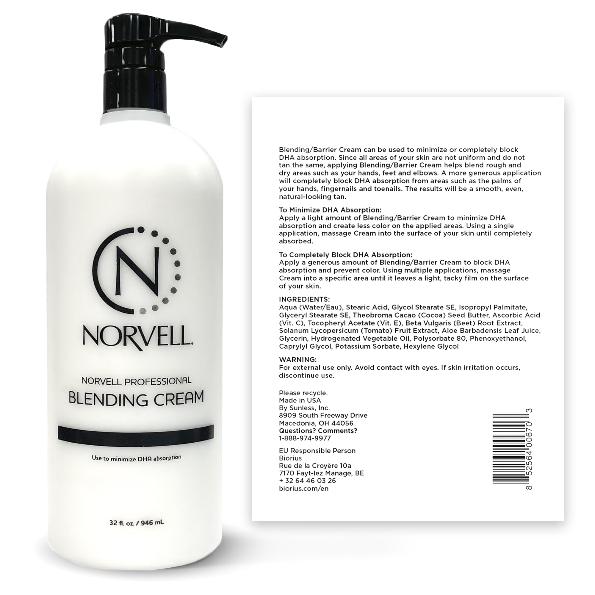 Norvell Pro-Blending crema barrera 32 oz, aplicación en rodillas y codos para tono uniforme