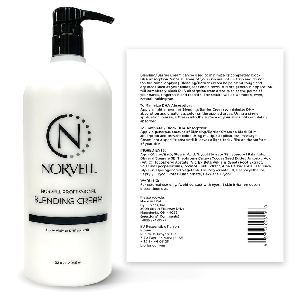 Norvell Pro-Blending crema barrera 32 oz, aplicación en rodillas y codos para tono uniforme