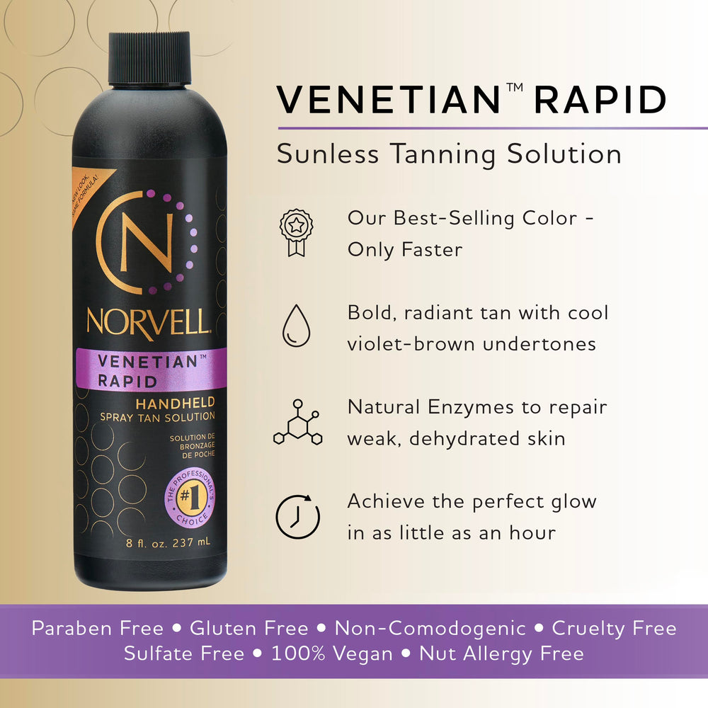 Norvell Venetian One, aplicación en spray en la mano para un dorado natural.