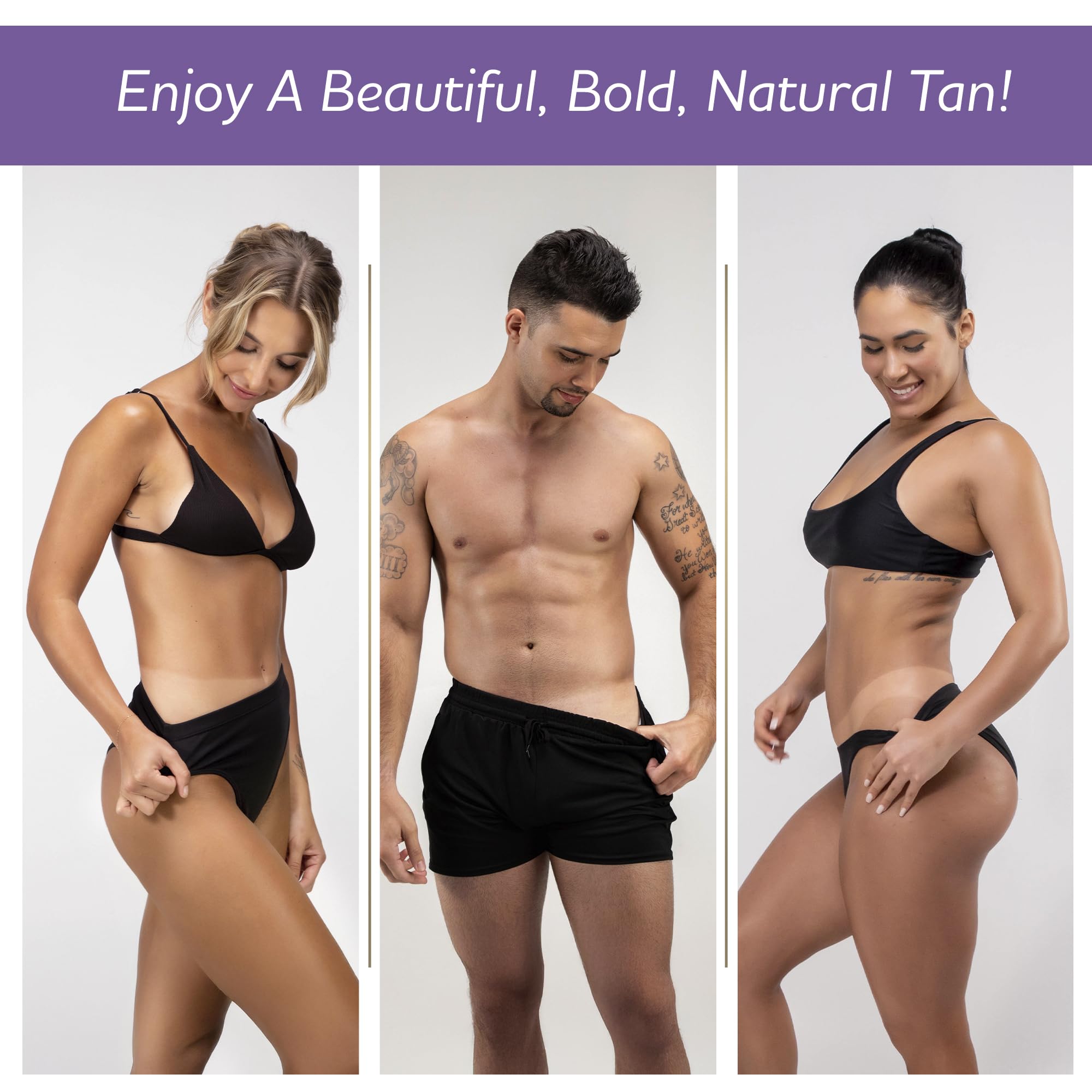Norvell Venetian One, muestra de bronceado en piel de tono medio a oscuro.