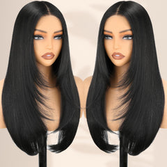 NOSTALGIA wear-and-go glueless wig with straight lace front, 24-inch length, easy daily wear.