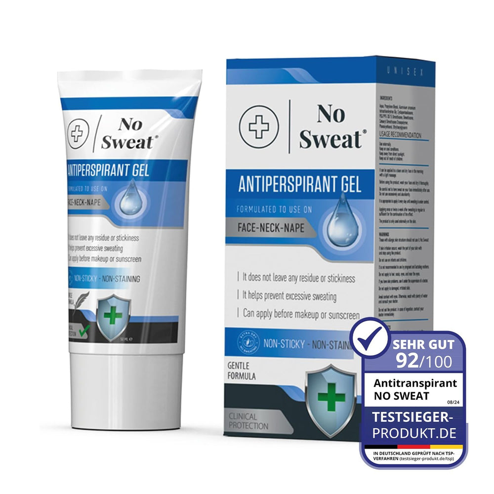 No Sweat gel 50ml en botella: protección antitranspirante para piel sensible.