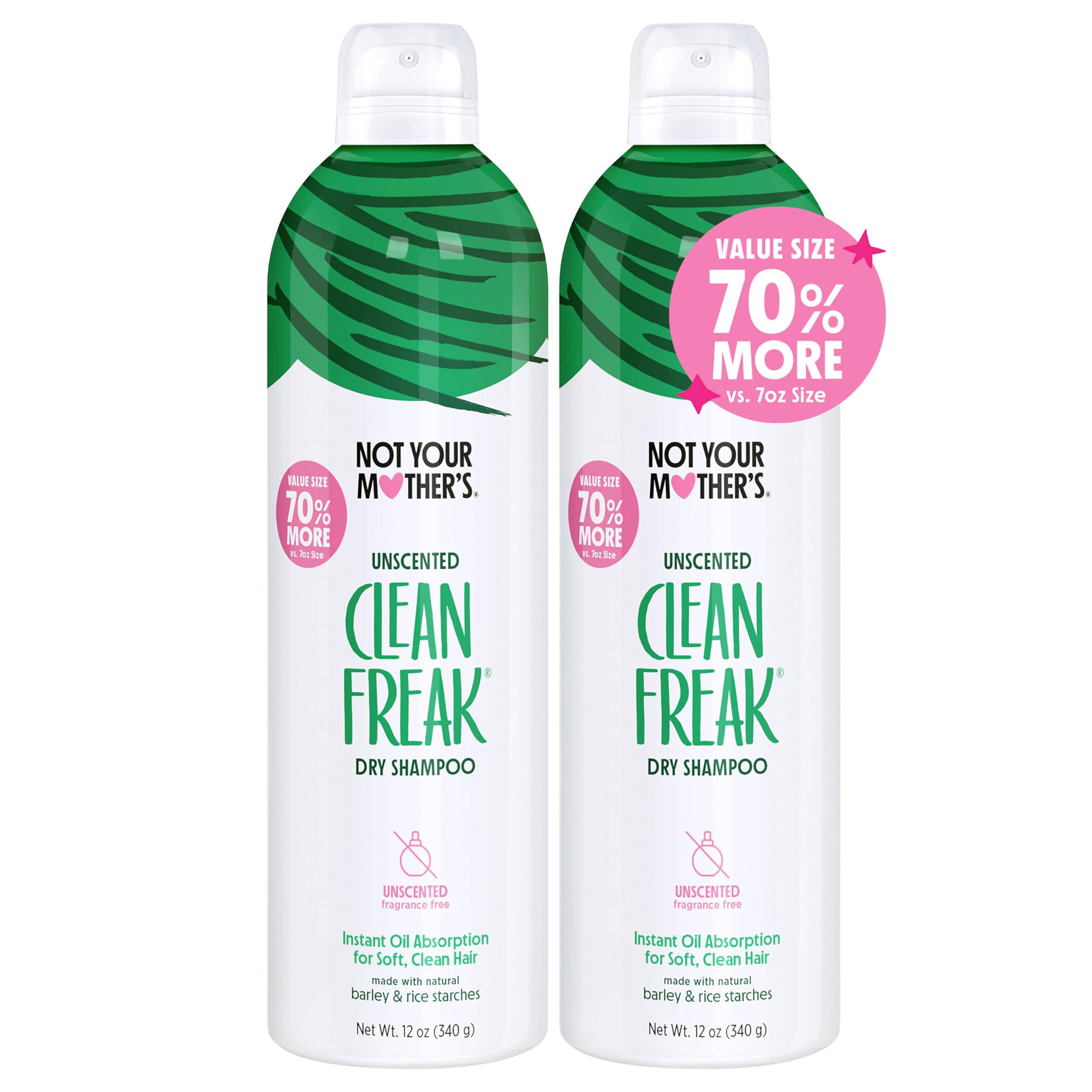 Not Your Mother's Clean Freak sin aroma: botella de champú en seco jumbo para refrescar cabello.