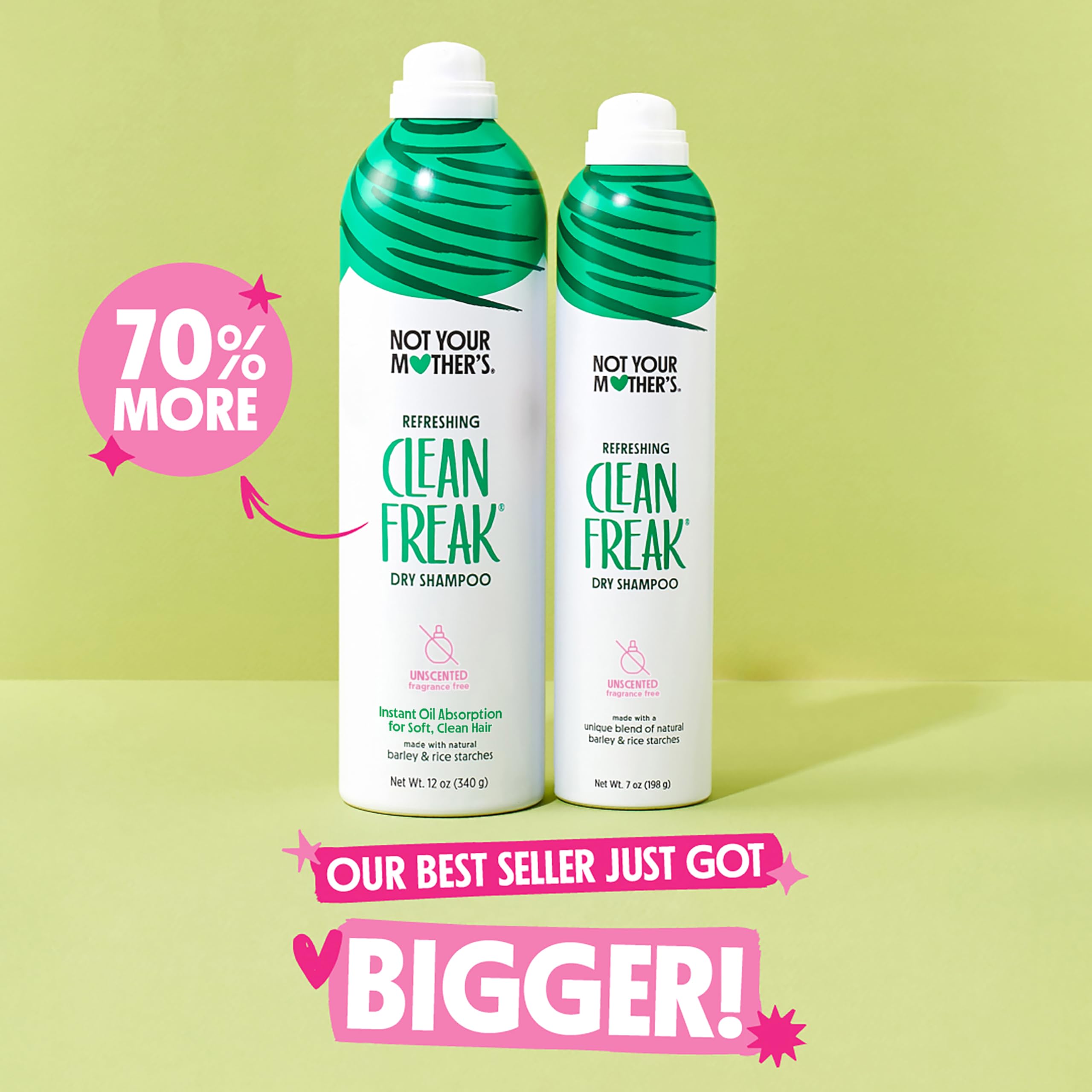 Paquete de 2 unidades Not Your Mother's Clean Freak sin aroma para uso prolongado.