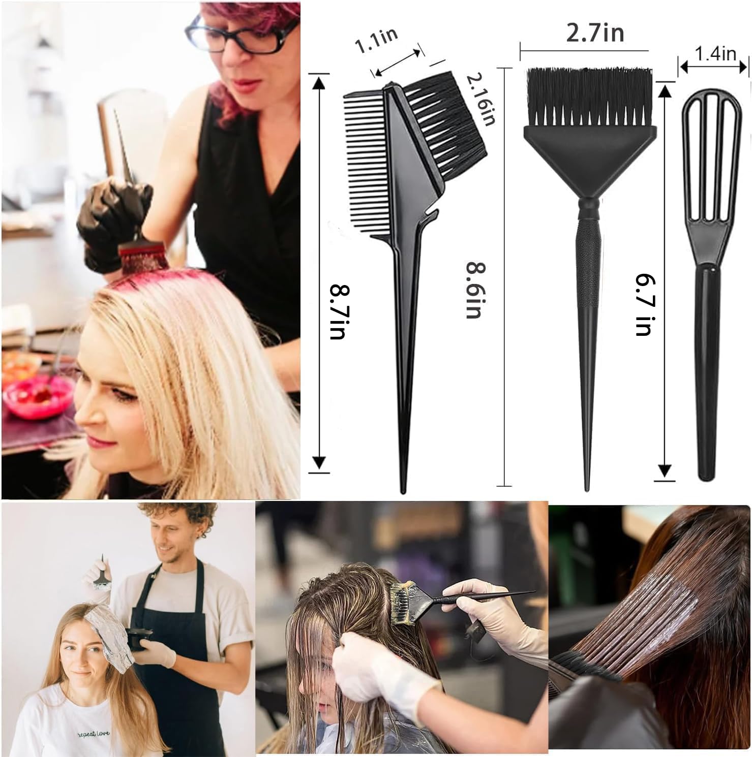 NOUSV kit tintes cabello, peine de aplicación para distribución precisa