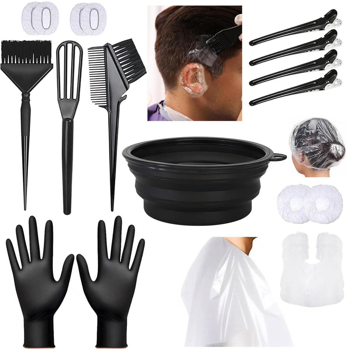 NOUSV kit tintes cabello, tazón ergonómico para mezcla suave y controlada