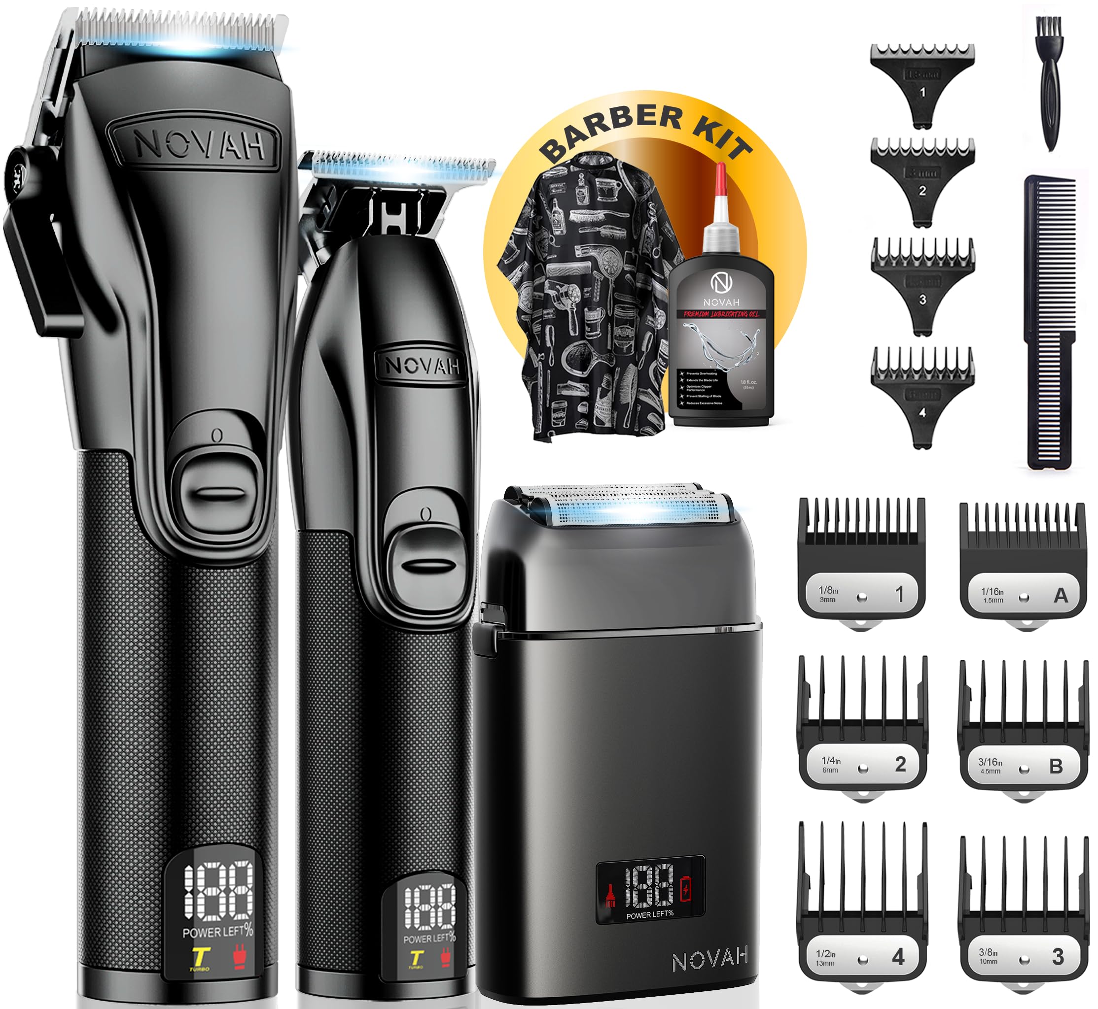 NOVAH Grooming: conjunto profesional de cortapelos para barberos, cortes precisos.