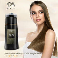 Nova Hair Dye Shampoo 3-in-1 bottle ensures convenient color, cleansing, and conditioning