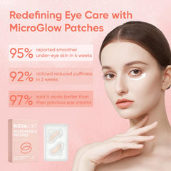 NOVALIFT MicroGlow Eye Patches aplicación suave en la zona de los ojos para mayor absorción.