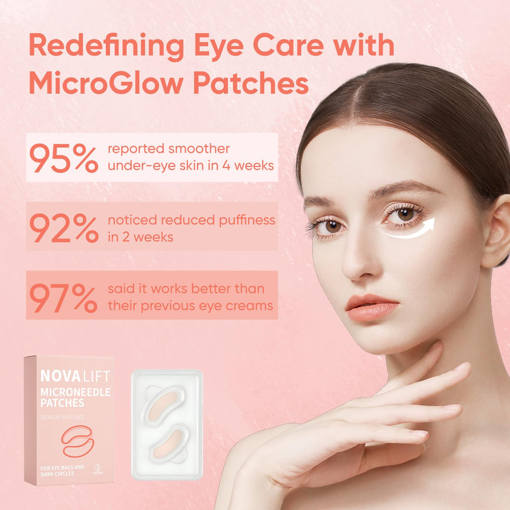NOVALIFT Micro Eye Patches applied to the under-eye area for hydration
