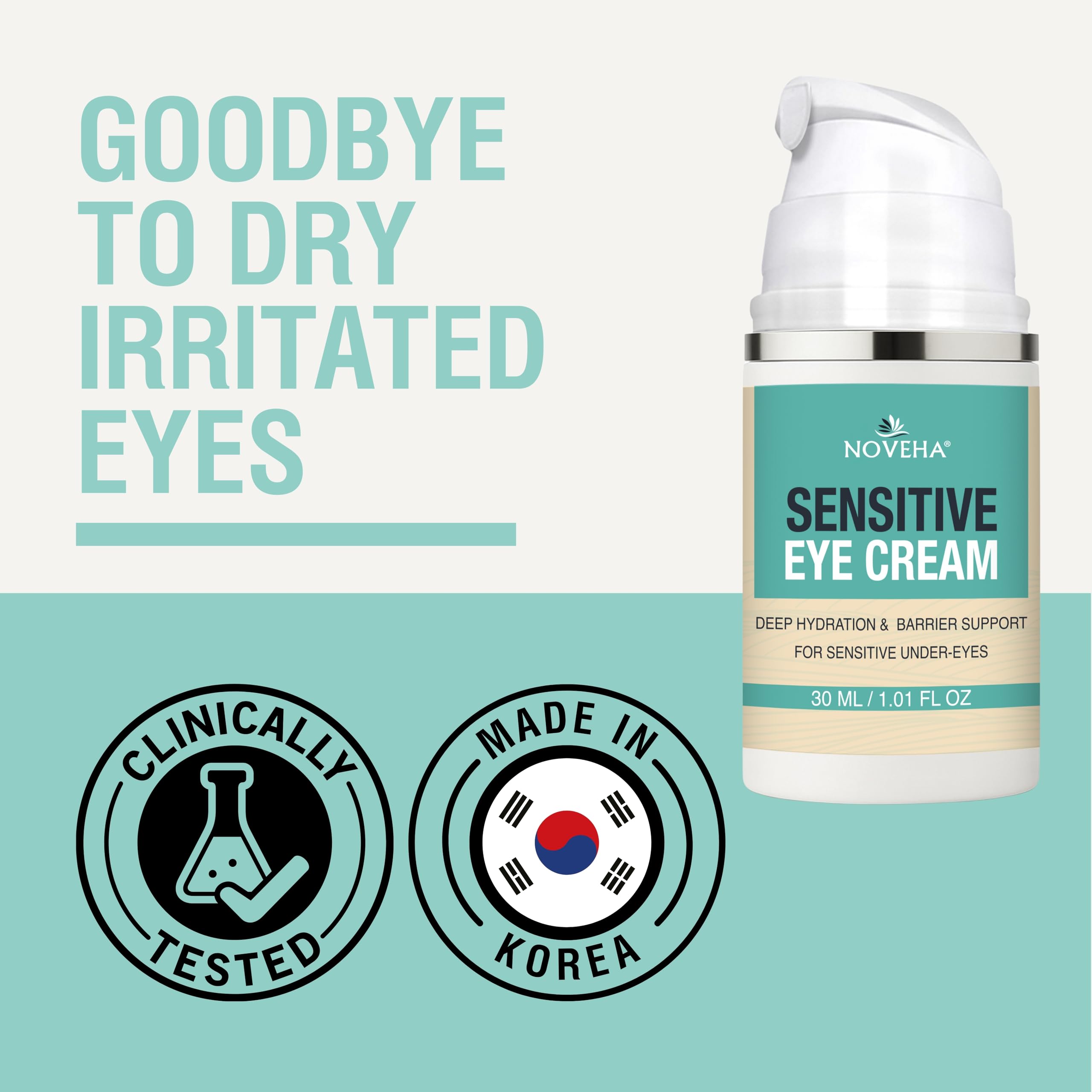 NOVEHA crema para ojos sensibles, aplicador, facilita la aplicación suave sin irritación.