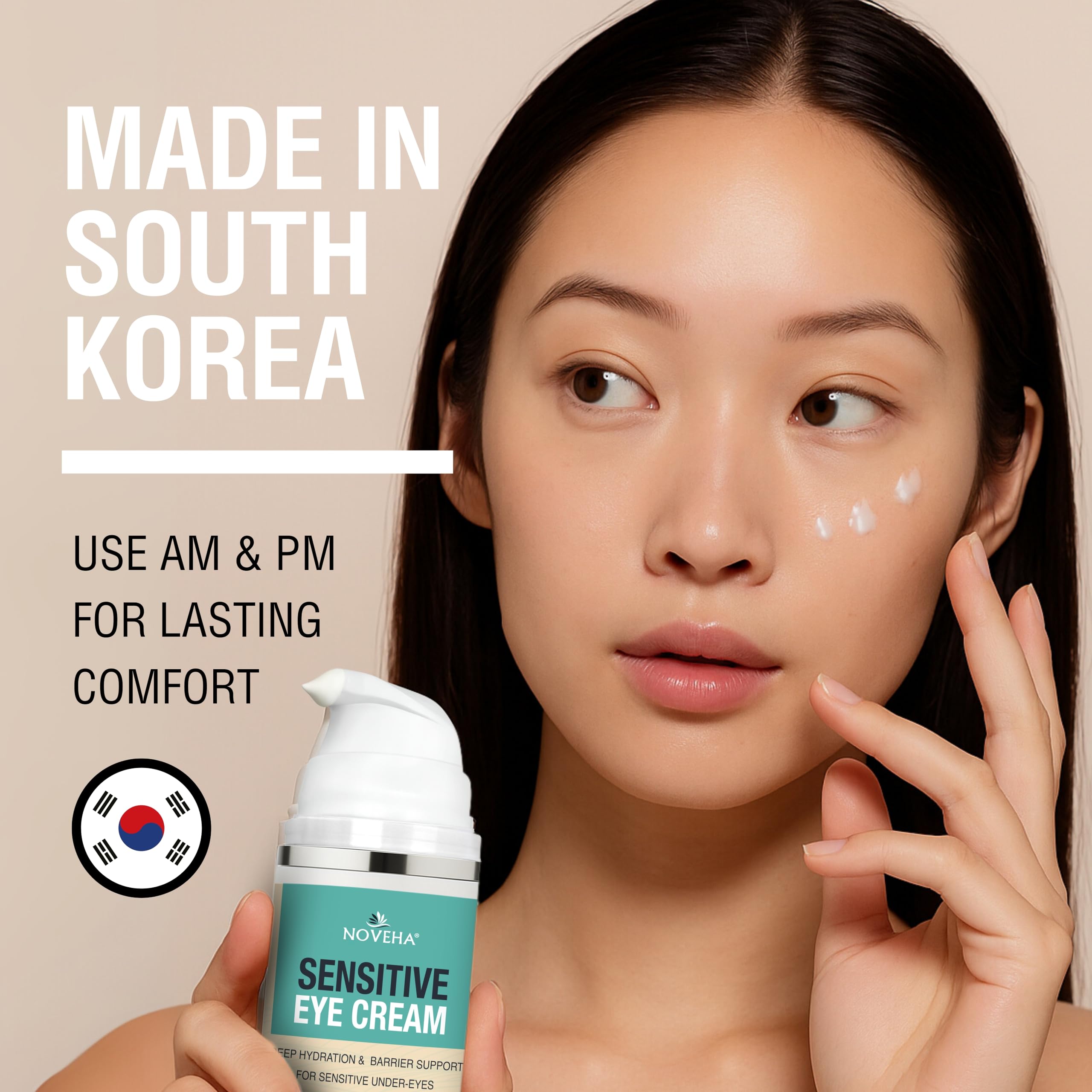 NOVEHA crema para ojos sensibles, calma la piel sensible con formulación suave y sin fragancia.