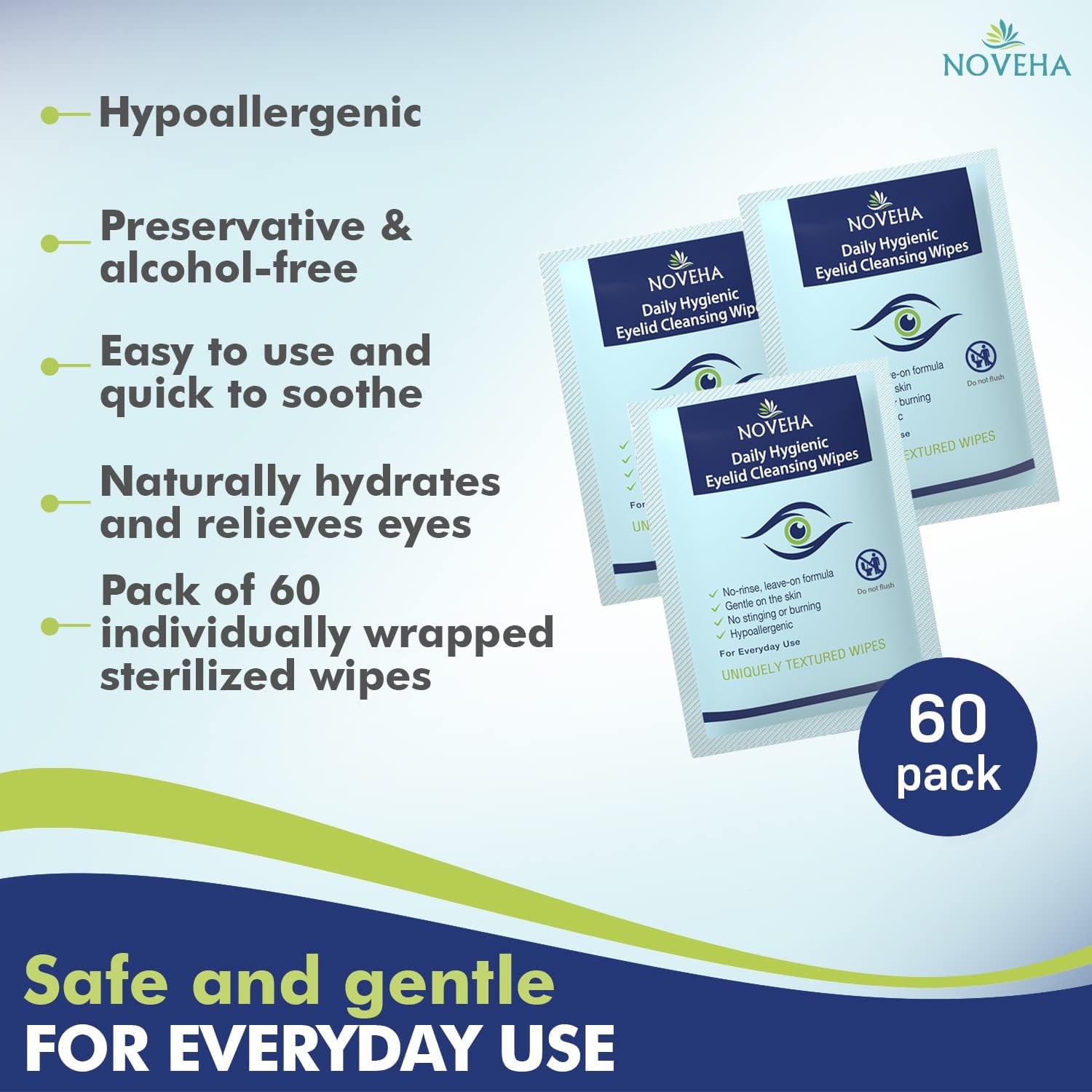Cuidado para blefaritis y demodex con NOVEHA para uso diario.