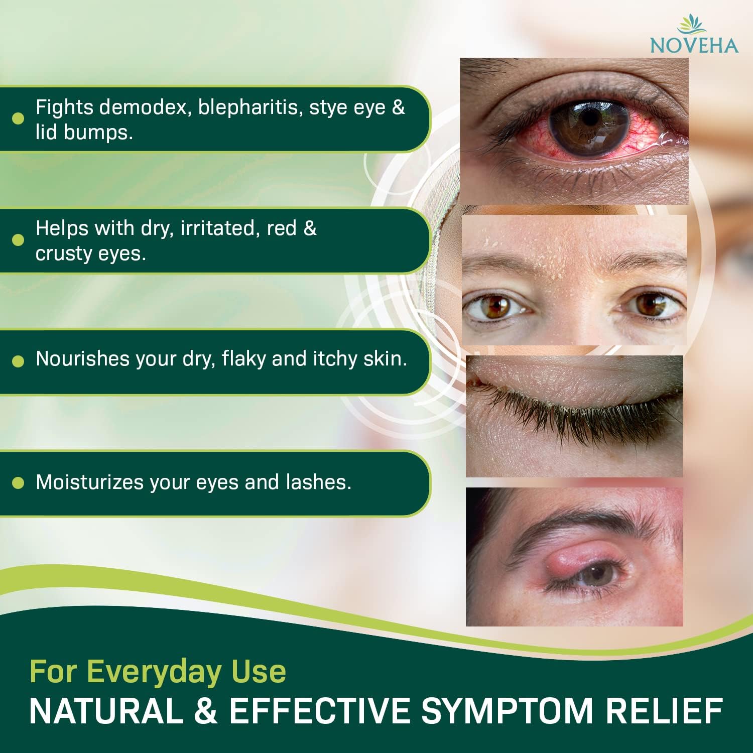 NOVEHA Espuma: limpieza diaria de parpados para ojos sensibles.