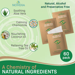 Texture douce et aloe vera, lingettes NOVEHA pour peau sensible.