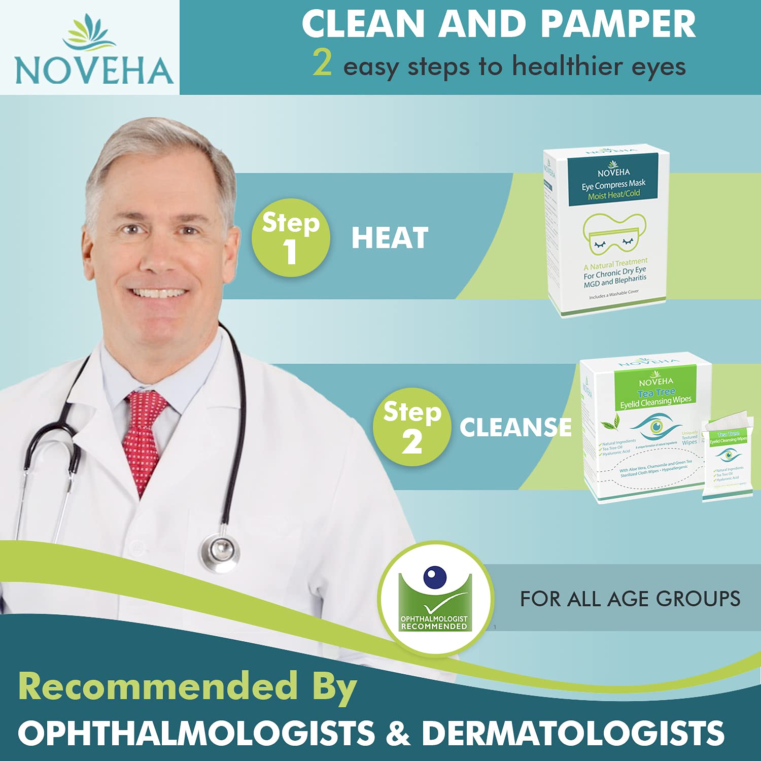 NOVEHA Mascarilla ocular con funda de terciopelo lavable para experiencia lujosa.