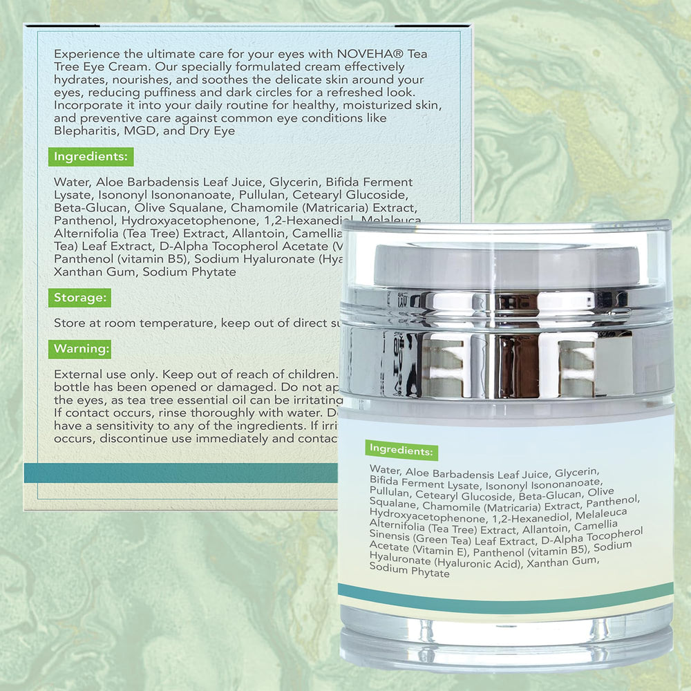 Crema de ojos NOVEHA Tea Tree: revitaliza el contorno ocular con hidratación suave.