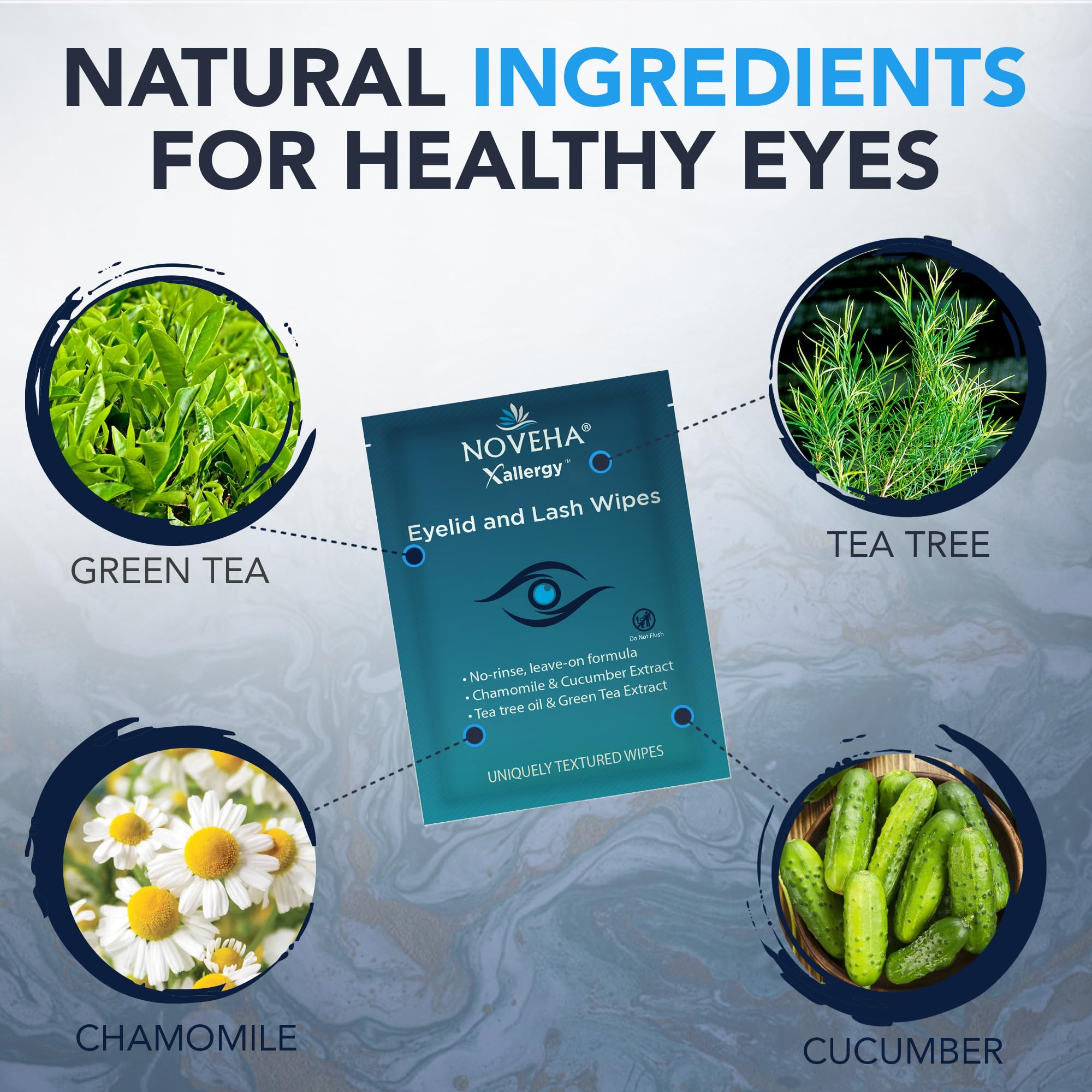 NOVEHA toallitas ingredientes naturales arbol-de-te para cuidado suave.