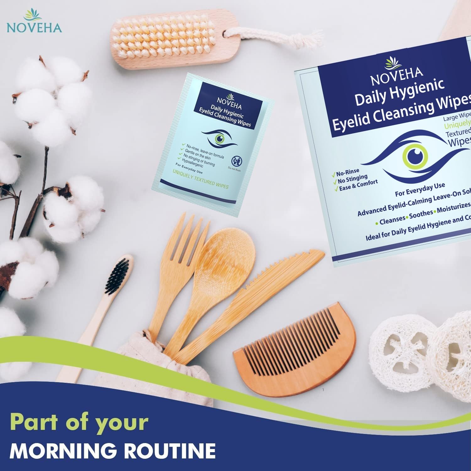 NOVEHA toallitas oculares, útiles para limpieza de pestañas y párpados
