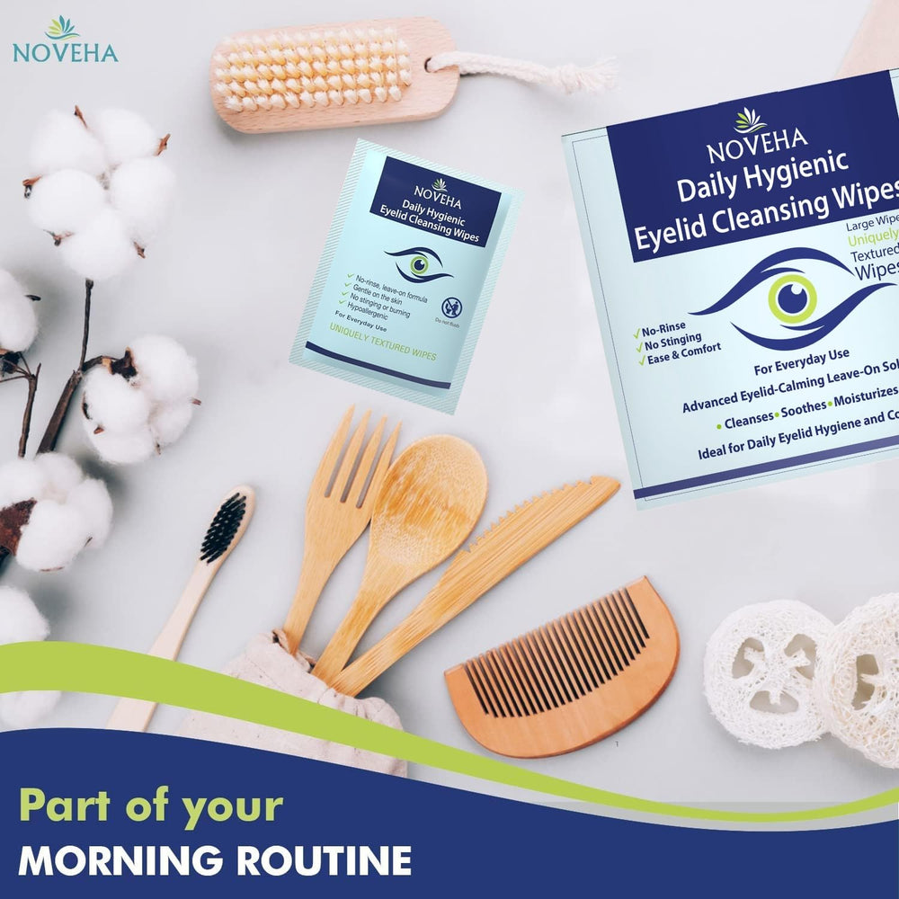 NOVEHA toallitas oculares, útiles para limpieza de pestañas y párpados