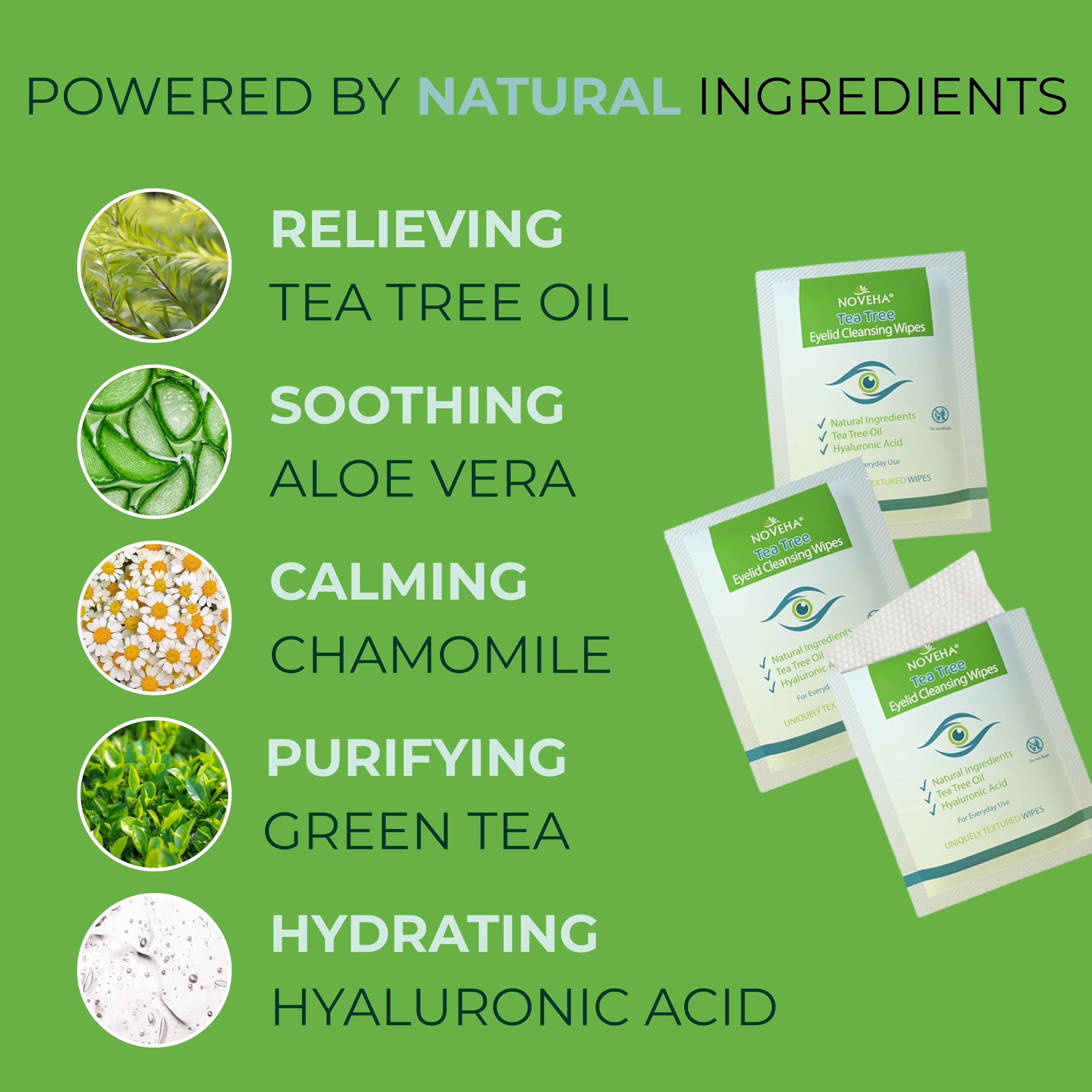 NOVEHA toallitas ojos aloe vera y ácido hialurónico humectan suavemente