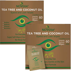 NOVEHA toallitas para ojos con árbol de té y coco, limpieza suave de párpados
