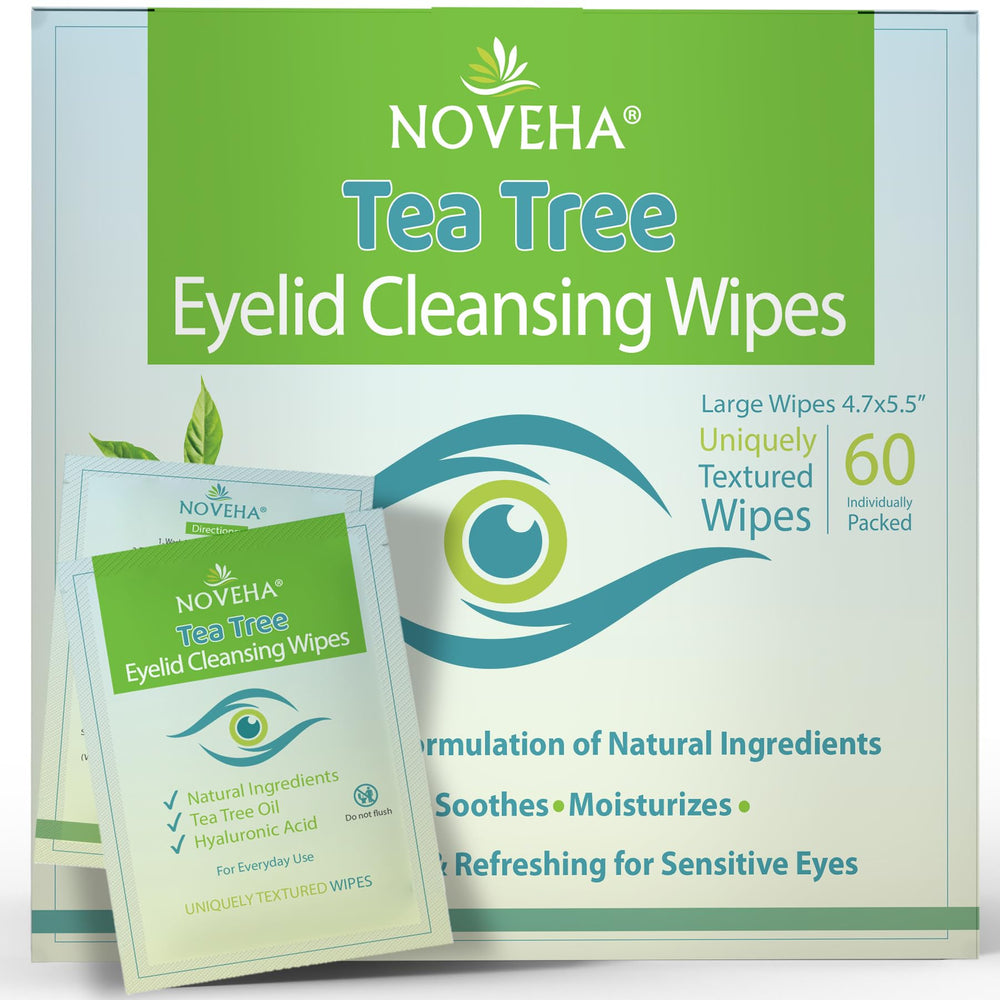 NOVEHA toallitas ojos árbol de té, empaque individual para limpieza suave
