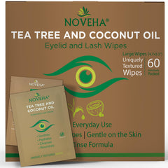 Toallitas NOVEHA para ojos con empaque individual, limpieza suave con arbol de te y coco.
