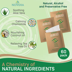 NOVEHA toallitas para pestañas con árbol de té y coco, limpia sin irritar