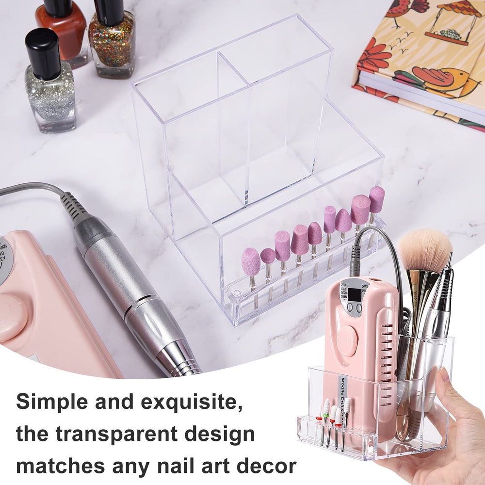 Noverlife diseño claro para organizar herramientas de uñas y brocas en estuche transparente