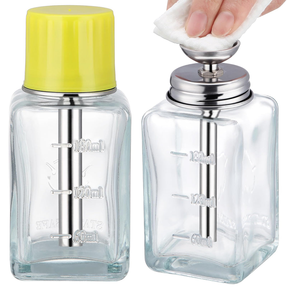 Noverlife dispensador de acetona 6oz con tapa, botella de vidrio clara para quitaesmalte